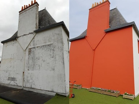 Pignon ravalé par JR Peinture, avant et après rénovation